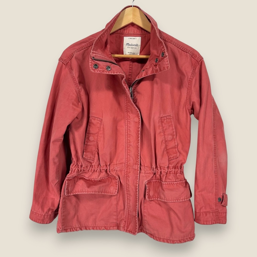 Madewell Prospect Jacket Women XS Spiced Rose Cotton Military Cinch Zip Snap